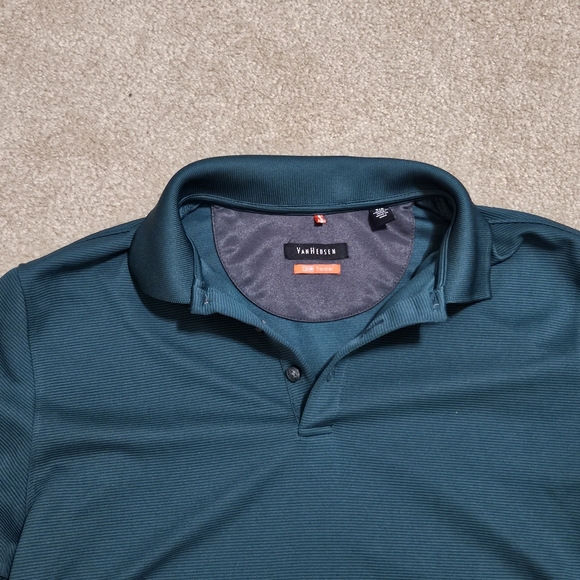 Van Heusen Men's Classic-Fit Self-Collar Short Sleeve Polo Small, Turqoise Hunte - Picture 3 of 4